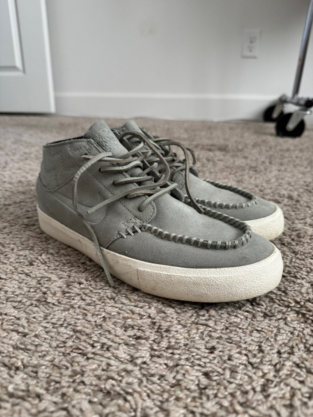 Nike Men's Mid-Top Suede Sneakers in teal with Off-White Sole